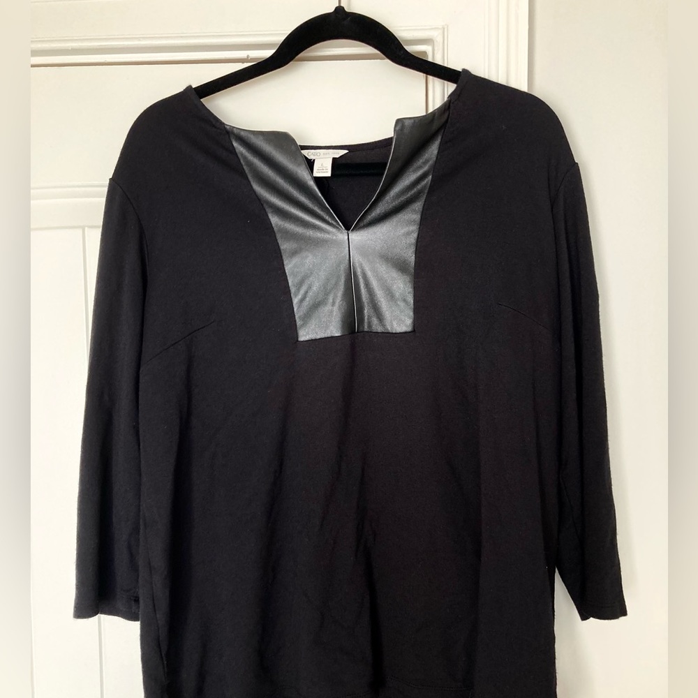 Cato size L back top 3/4 sleeves with faux leather collar